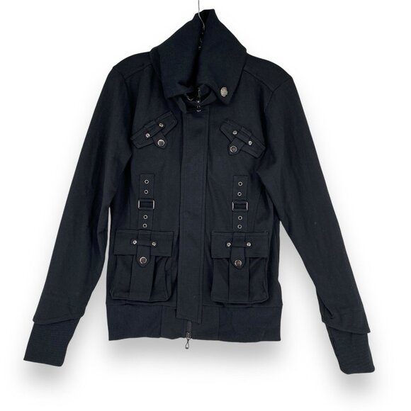 Berning Sho Black Label Jacket Mens L Full Zip Japan Punk Gothic Military Buckle - Picture 1 of 12